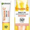 Garnier Vitamin C Daily UV SPF50+ Brightening Fluid Sheer Glow, Prevents & Corrects Sun Damages, Evens Skin Tone, Face & Neck, For All Skin Types, Cruelty-Free, Vegan, 50ml