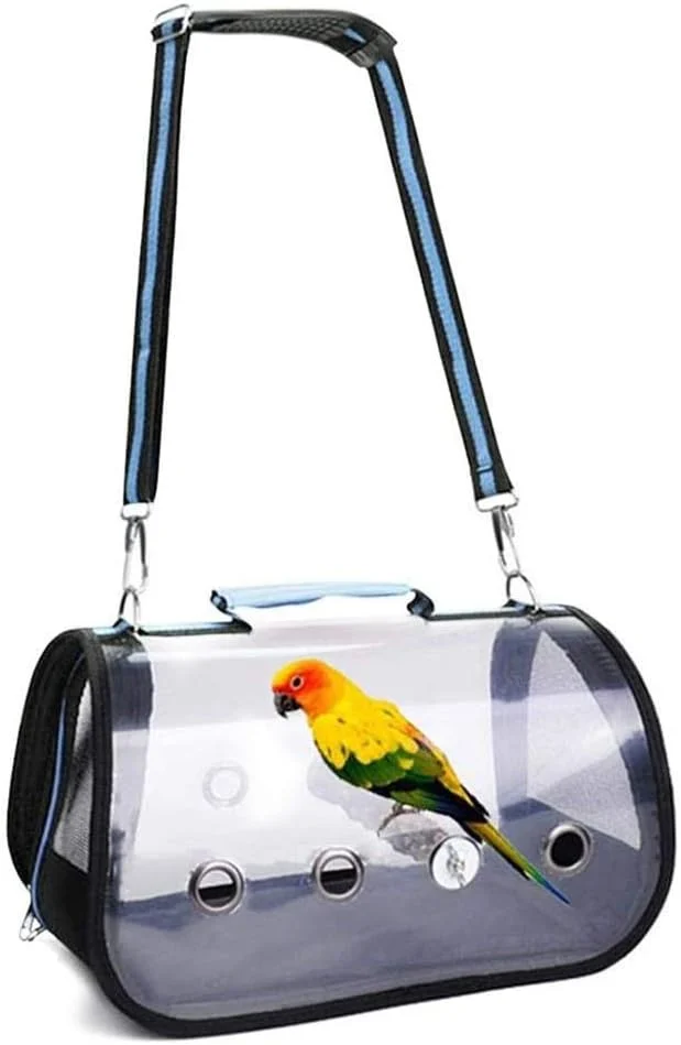 Bird Transport Box Parrot Bird Cage Bird Transport Backpack with Holes blue