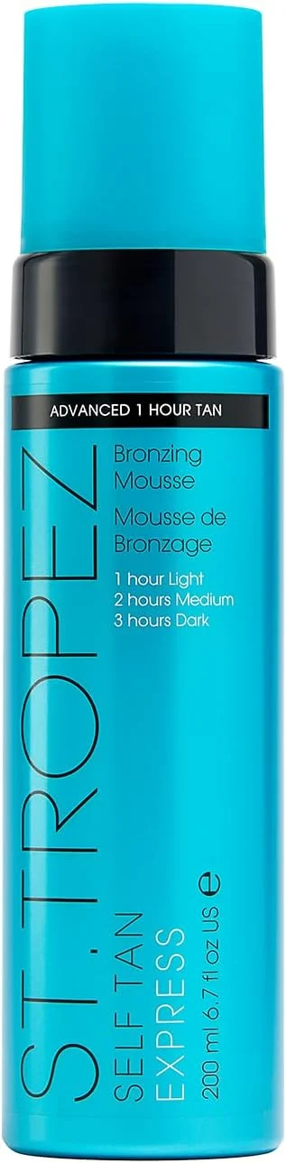 51lMrPSaCTL._AC_SL1500_ St.Tropez Self Tan Express Mousse, Fast Acting Fake Tan, Develops in 1-3 Hours, Streak-Free Finish, Vegan, Natural & Cruelty Free, 200 ml