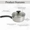 3 Piece Saucepan Set - 14cm 16cm & 18cm Sauce Pot Set Induction, Gas and Electric Hobs Pan Stainless Steel Sauce Pans