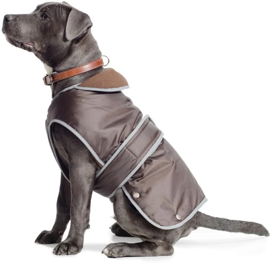 Ancol Muddy Paws All Weather Stormguard Dog Puppy Coat Chocolate - Waterproof Pet Jacket - Fleece Lining and Chest Protector - Elasticated Neck and Leg Straps - 50 cm Length up to 79 cm Girth - Large