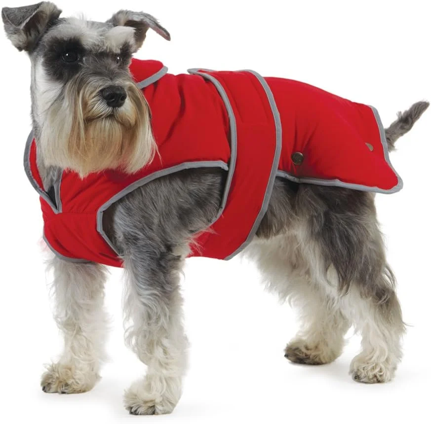 Ancol Muddy Paws All Weather Stormguard Dog Puppy Coat Poppy Red - Waterproof Pet Jacket with Fleece Lining & Chest Protector - Elasticated Neck & Leg Straps - 40 cm Length up to 65 cm Girth - Medium