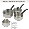 3 Piece Saucepan Set - 14cm 16cm & 18cm Sauce Pot Set Induction, Gas and Electric Hobs Pan Stainless Steel Sauce Pans