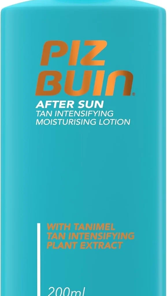 Piz Buin After Sun Tan Intensifying Moisturising Lotion (200ml), Nourishing Aftersun Cream with Vitamin E and Shea Butter, Ideal to Soothe Sensitive Skin, with Tanimel Tan Intensifying Plant Extract