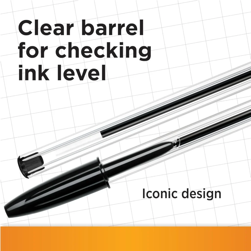 71KSWwj8l1L._AC_SL1500_ BIC Cristal Original Smudge Free Ballpoint Pens, Ideal for School, Black, Medium Point (1.0mm), Pack of 50