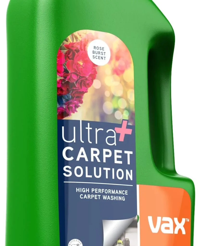 Vax Ultra+ 1.5L Carpet Cleaner Solution, Stain Remover Shampoo, Rose Burst Scent, Helps to Combat Odours, 1-9-137771, Green