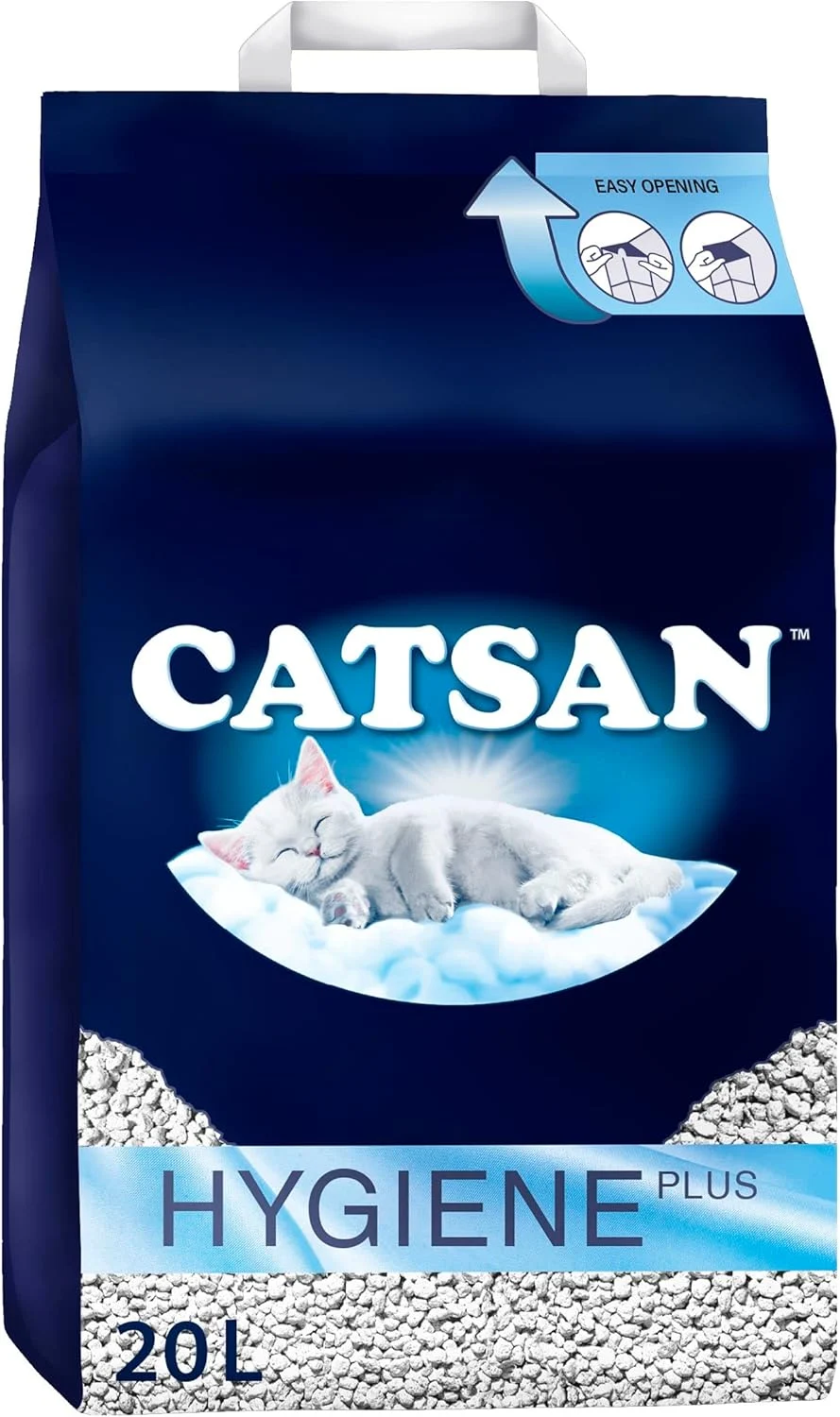 CATSAN - Hygiene Plus Non-Clumping Adult Cat Litter and Kitten Litter - 20L - 100% Natural and Absorbent