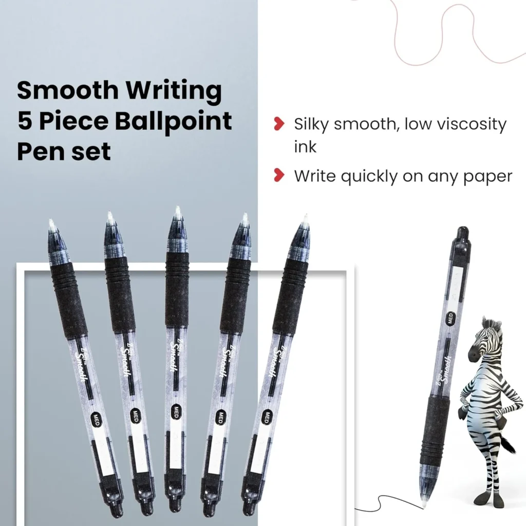 71oRnyqlXkL._AC_SL1500_ Zebra Pen Z Grip Black Ballpoint, Smooth & Comfortable Pens With Pocket Clip, Retractable Ballpoint, Reliable Black Biro Pens Multipack For Everyday Use - Black Ink, Medium Point