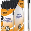 BIC Cristal Original Smudge Free Ballpoint Pens, Ideal for School, Black, Medium Point (1.0mm), Pack of 50