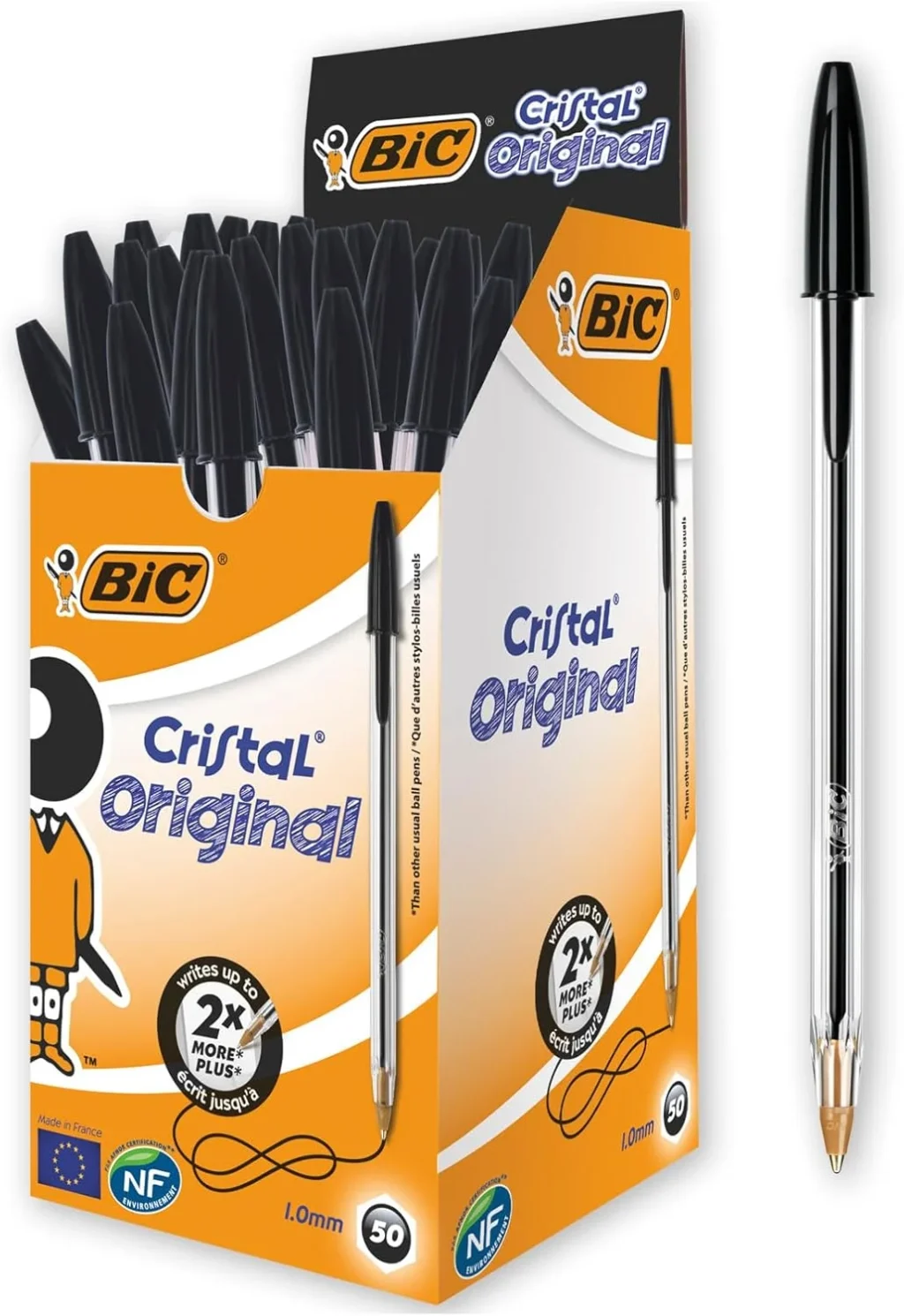 71p3QllMYTL._AC_SL1500_ BIC Cristal Original Smudge Free Ballpoint Pens, Ideal for School, Black, Medium Point (1.0mm), Pack of 50