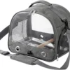Bird Travel Cage, Bird Carrier,Transparent Bird Travel Carrier Including standing stick and steel plate,Foldable and breathable kleintier transportbox for Small Pets