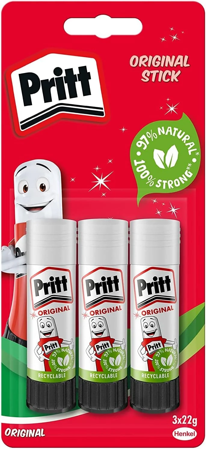 71wfdXiQURL._AC_SL1500_ Pritt Glue Stick, Safe & Child-Friendly Craft Glue for Arts & Crafts Activities, Strong-Hold adhesive for School & Office Supplies, 22 g (Pack of 3)