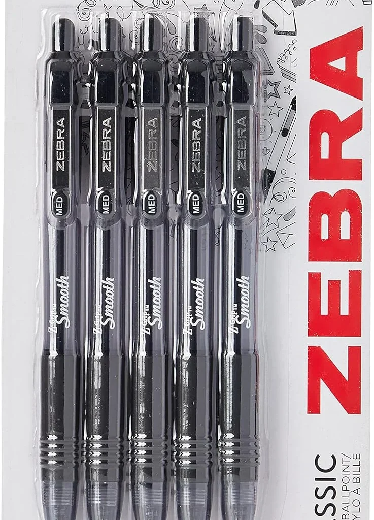 Zebra Pen Z Grip Black Ballpoint, Smooth & Comfortable Pens With Pocket Clip, Retractable Ballpoint, Reliable Black Biro Pens Multipack For Everyday Use - Black Ink, Medium Point