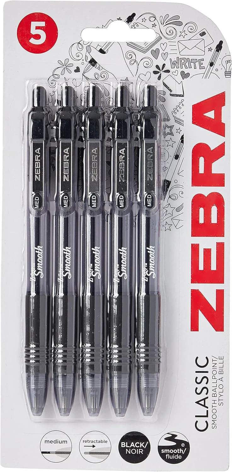 819ERfM4wzL._AC_SL1500_ Zebra Pen Z Grip Black Ballpoint, Smooth & Comfortable Pens With Pocket Clip, Retractable Ballpoint, Reliable Black Biro Pens Multipack For Everyday Use - Black Ink, Medium Point