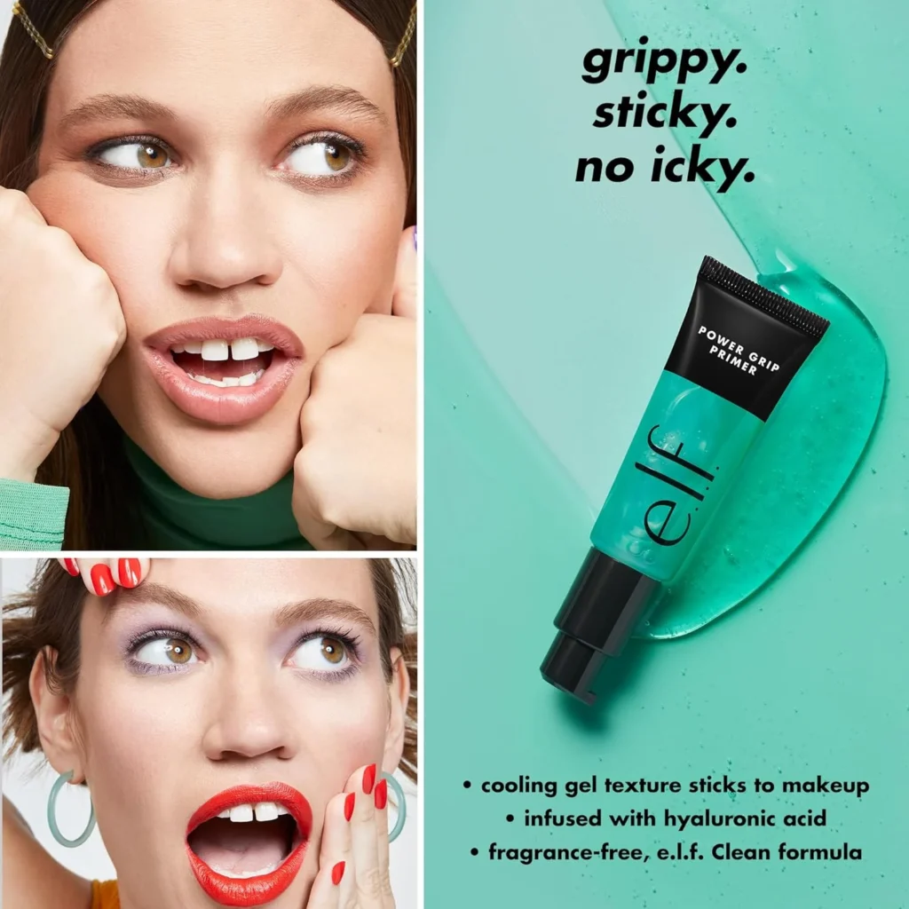 81DOwNuEEGL._AC_SL1500_ e.l.f. Power Grip Primer, Gel-Based & Hydrating Face Primer For Smoothing Skin & Gripping Makeup, Moisturizes & Primes, 0.811 Fl Oz, Clear