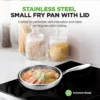 Nutrichef 8" Stainless Steel Frying Pan - Triply Kitchenware Stir Fry Pan Kitchen Cookware w/Dakin Etching Non-Stick Coating, Scratch-Resistant Raised-up Honeycomb Fire Textured Pattern NC3PL8