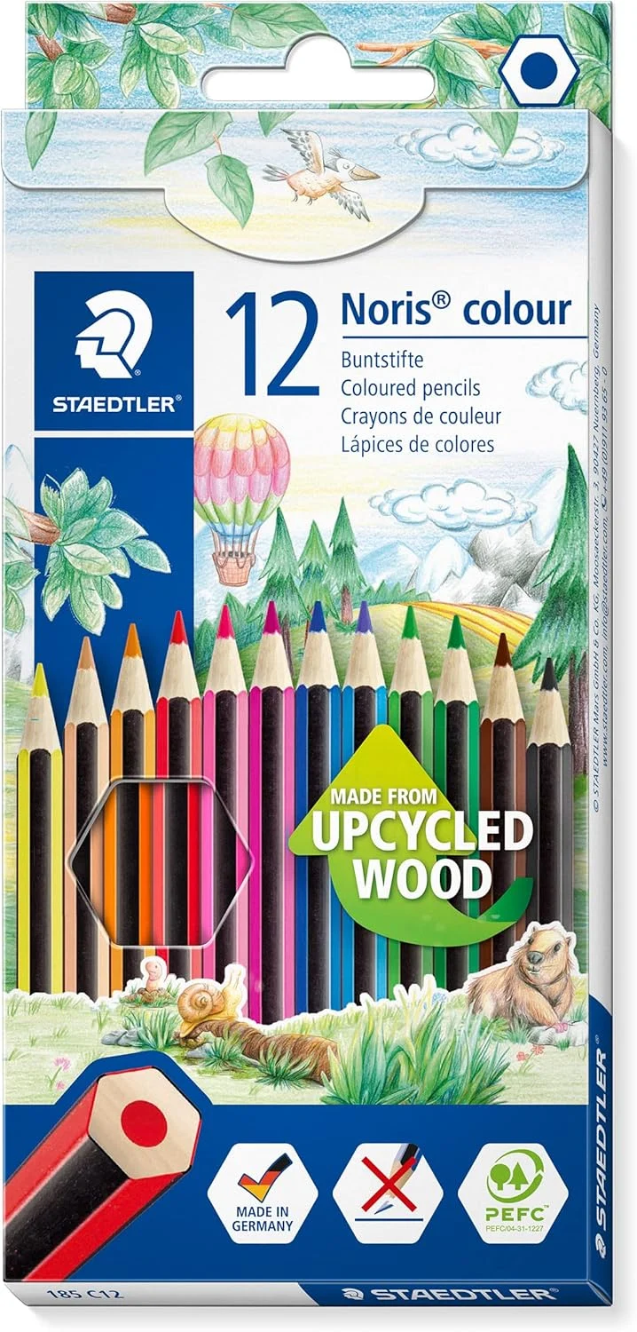 81XwjgyHgfL._AC_SL1500_ STAEDTLER 185 C12 Noris Colour Colouring Pencils - 12 Assorted Colours (Pack of 12 Pencils)