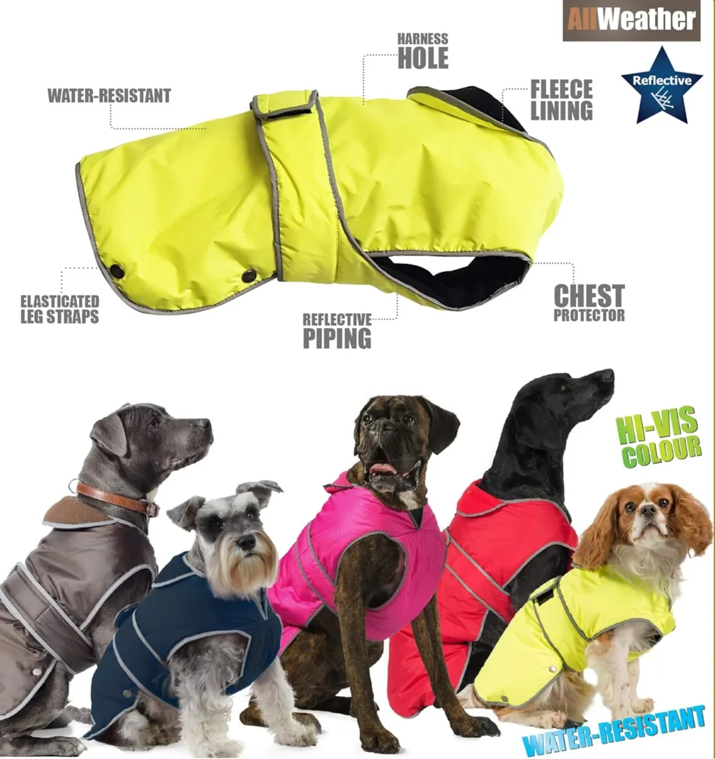 Ancol Muddy Paws All Weather Stormguard Dog Puppy Coat Chocolate - Waterproof Pet Jacket - Fleece Lining and Chest Protector - Elasticated Neck and Leg Straps - 50 cm Length up to 79 cm Girth - Large