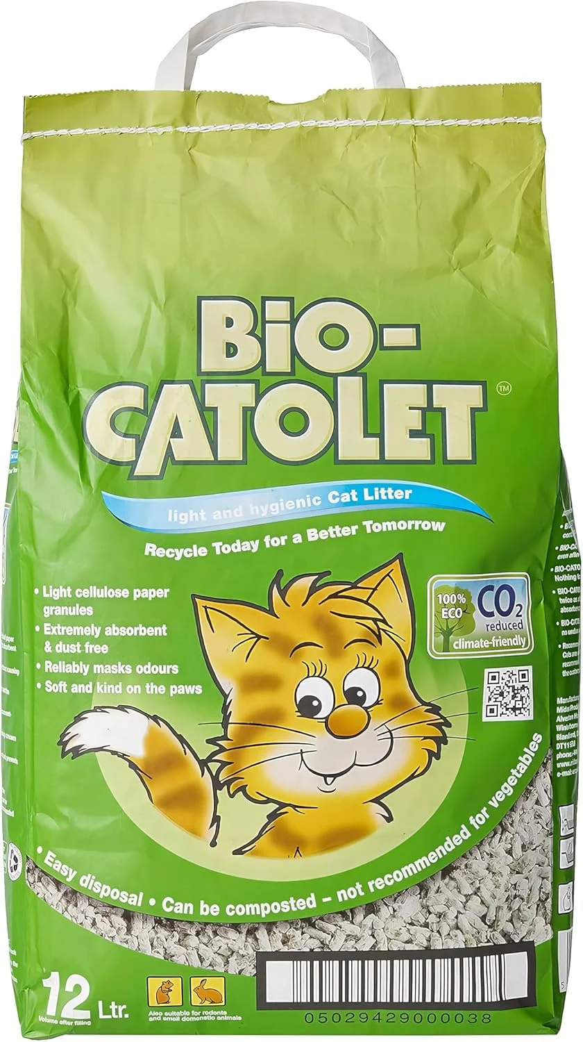 Bio-Catolet Light & Hygienic Recycled Paper Granules Cat Litter 12 Liter, Packaging May Vary