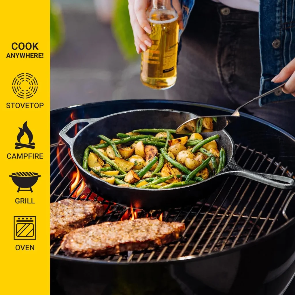 91ZLHn7Me0L._AC_SL1500_ Lodge Pre-Seasoned Cast Iron Skillet Frying Pan. Made in The USA. 26 cm/10.25 inch, Multi-Coloured, 10.25-Inch